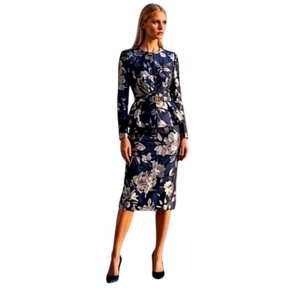 Ralph Lauren Collection Purple Label Bethanne Jacquard Skirt Suit Set Sz 0 NWOT